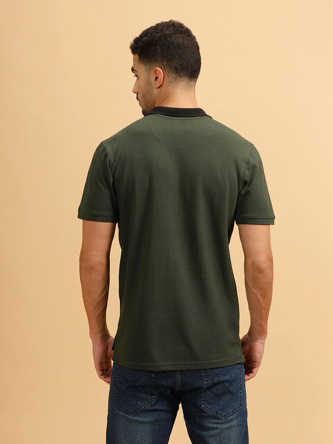 Solid Slim Fit Polo T-Shirt | Olive - Image 3