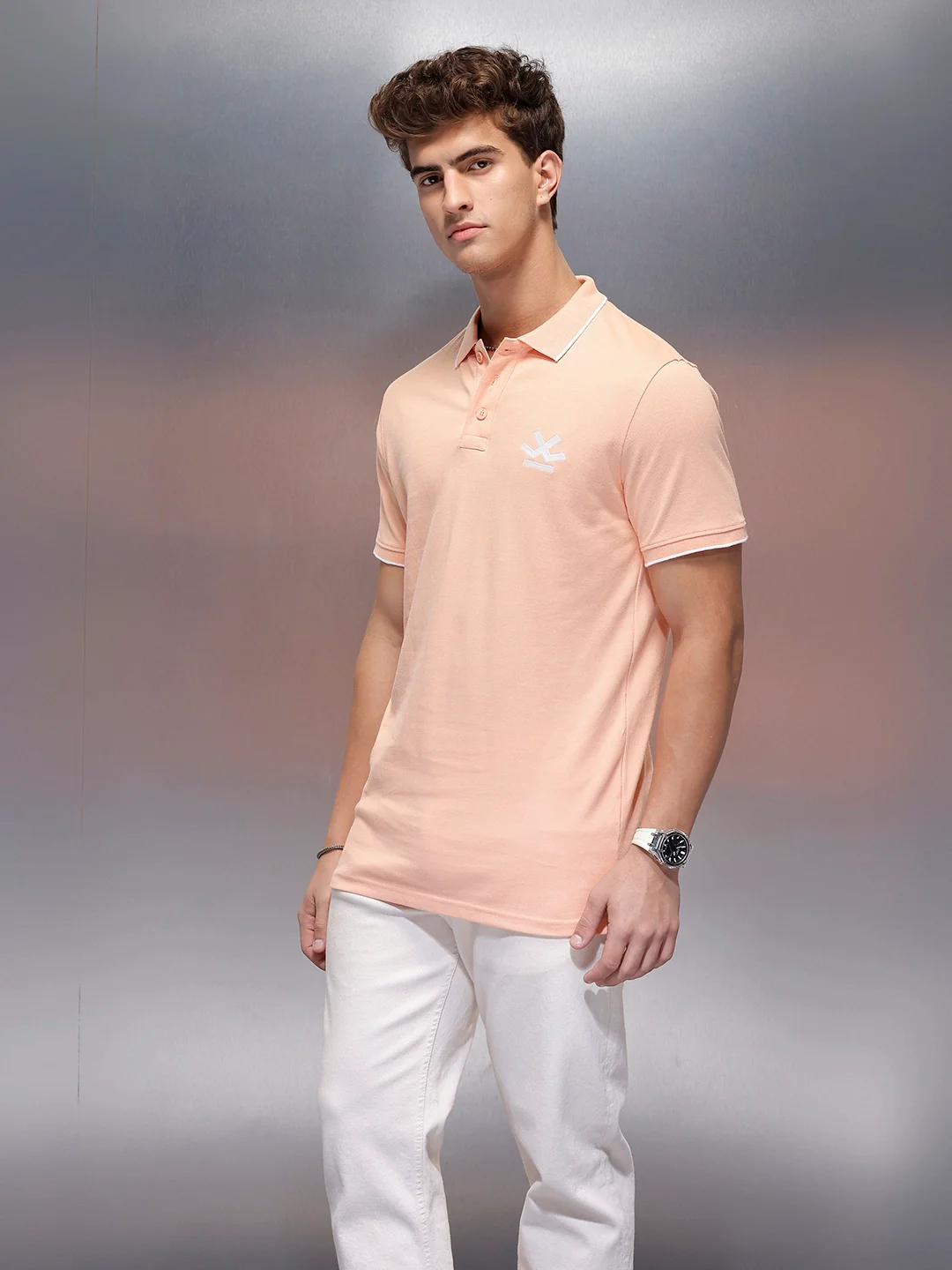 Solid Slim Fit Polo T-Shirt  | Orange - Image 4