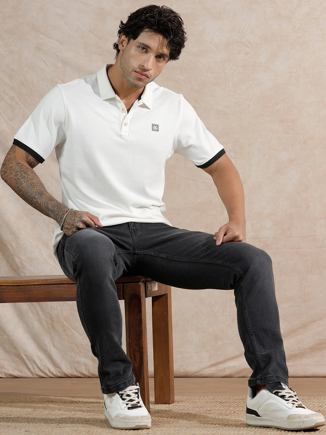 Solid Slim Fit Polo T-Shirt | White - Image 2