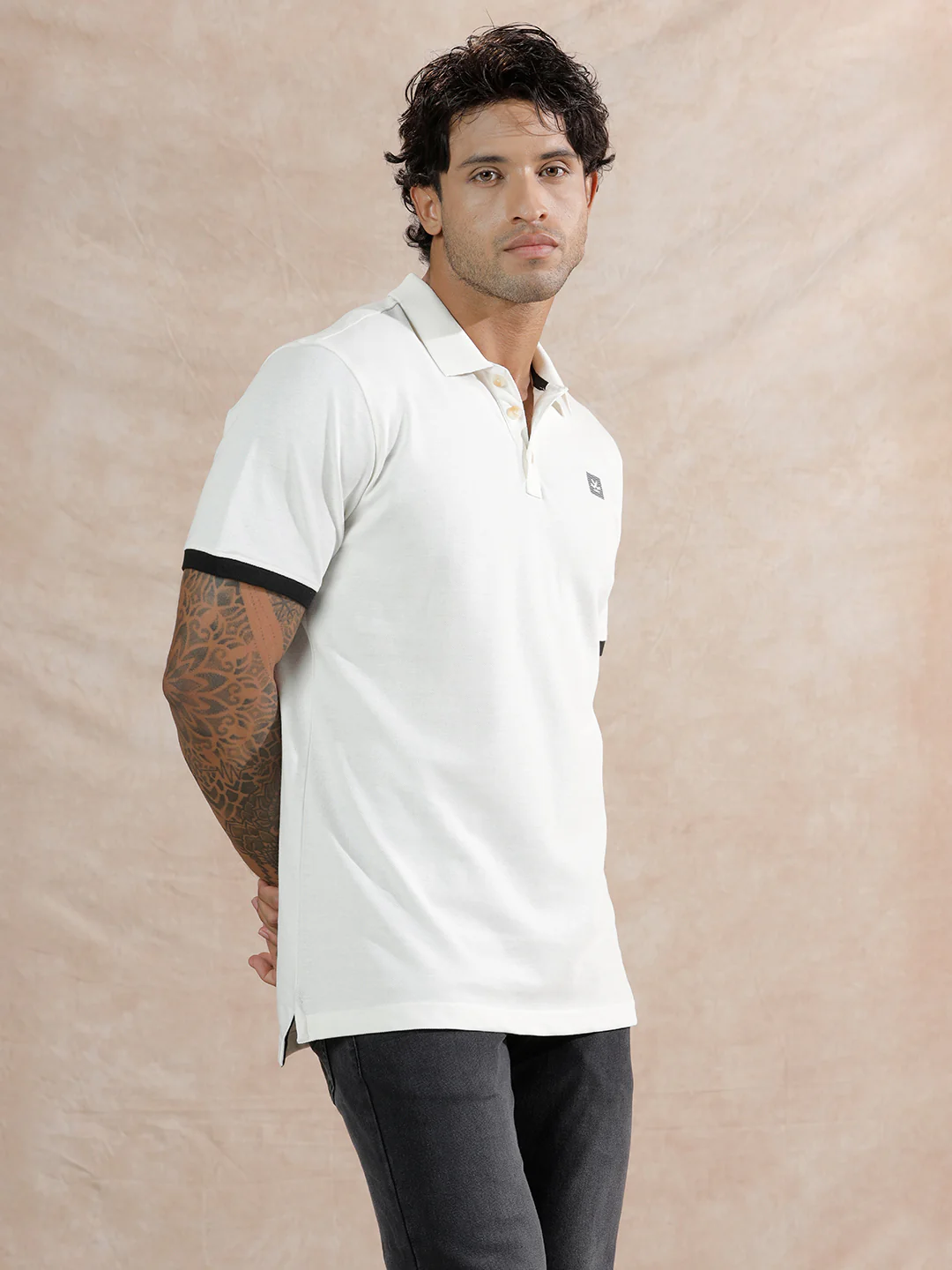 Solid Slim Fit Polo T-Shirt | White - Image 4