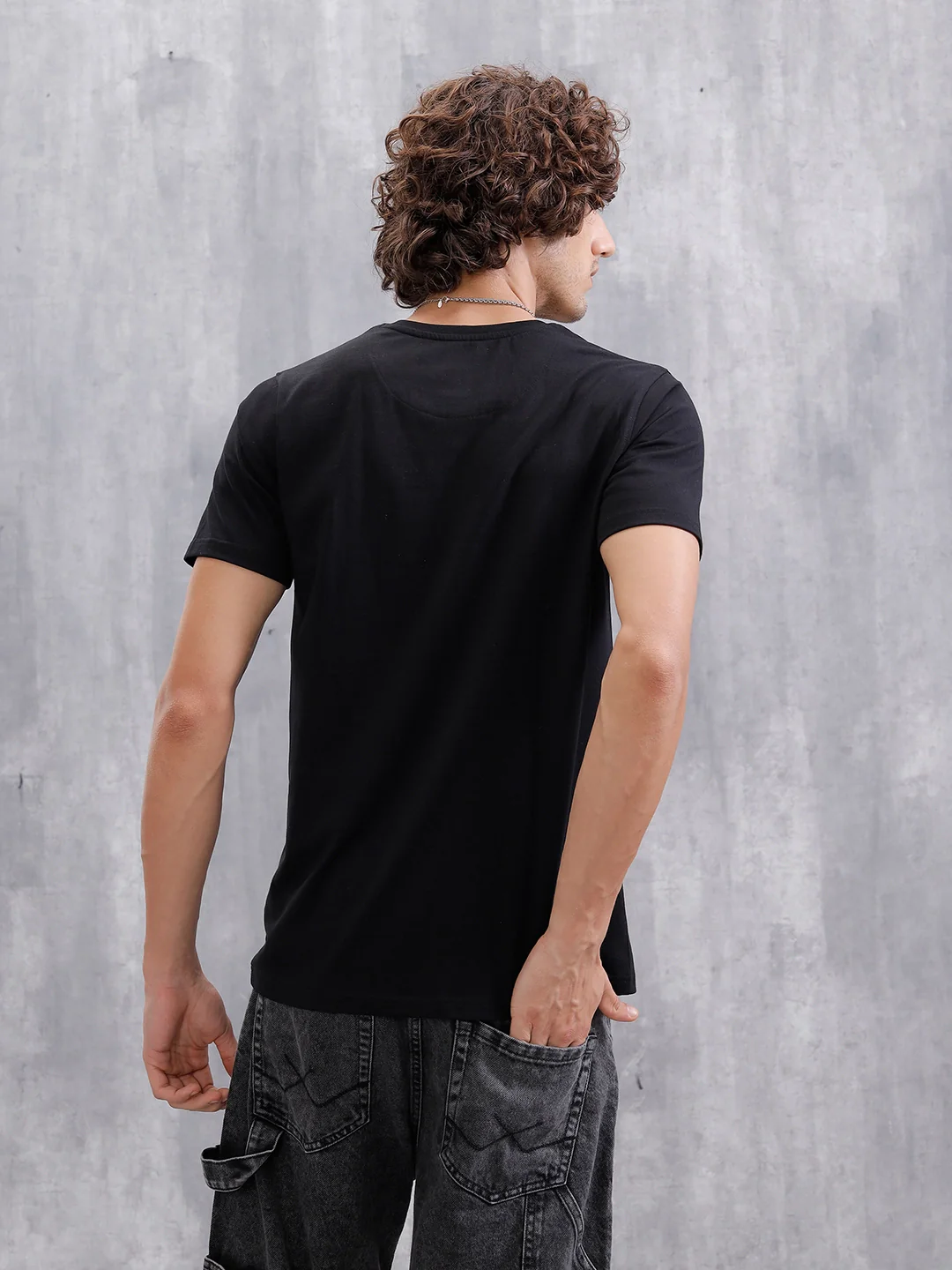 Solid Slim Fit T-Shirt | Black - Image 3