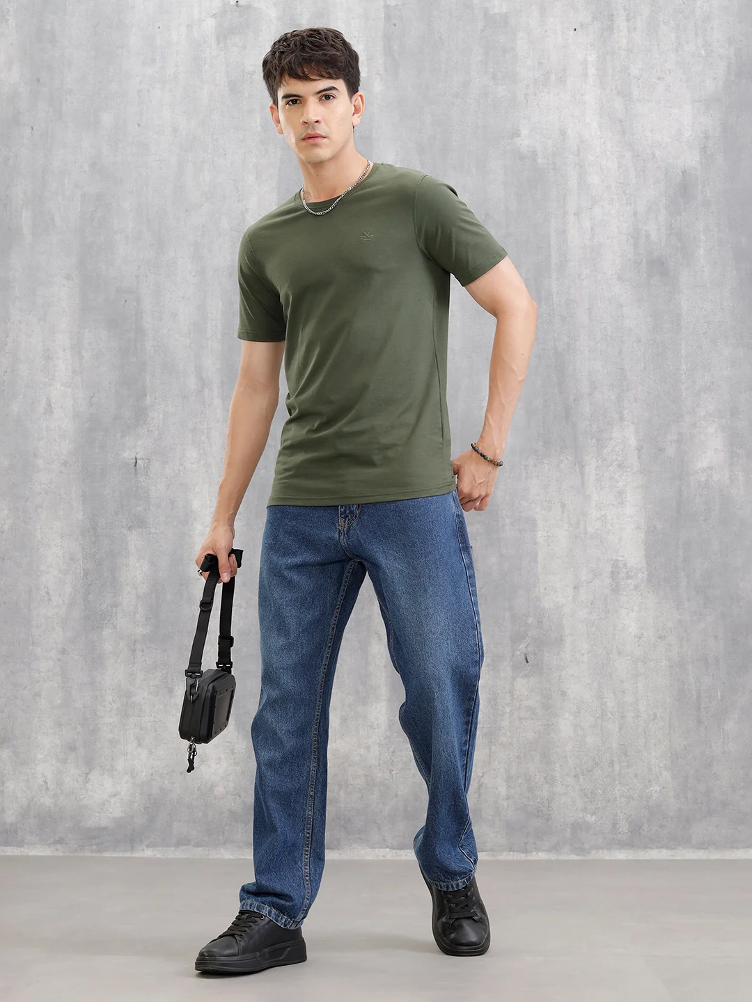 Solid Slim Fit T-Shirt | Olive - Image 2