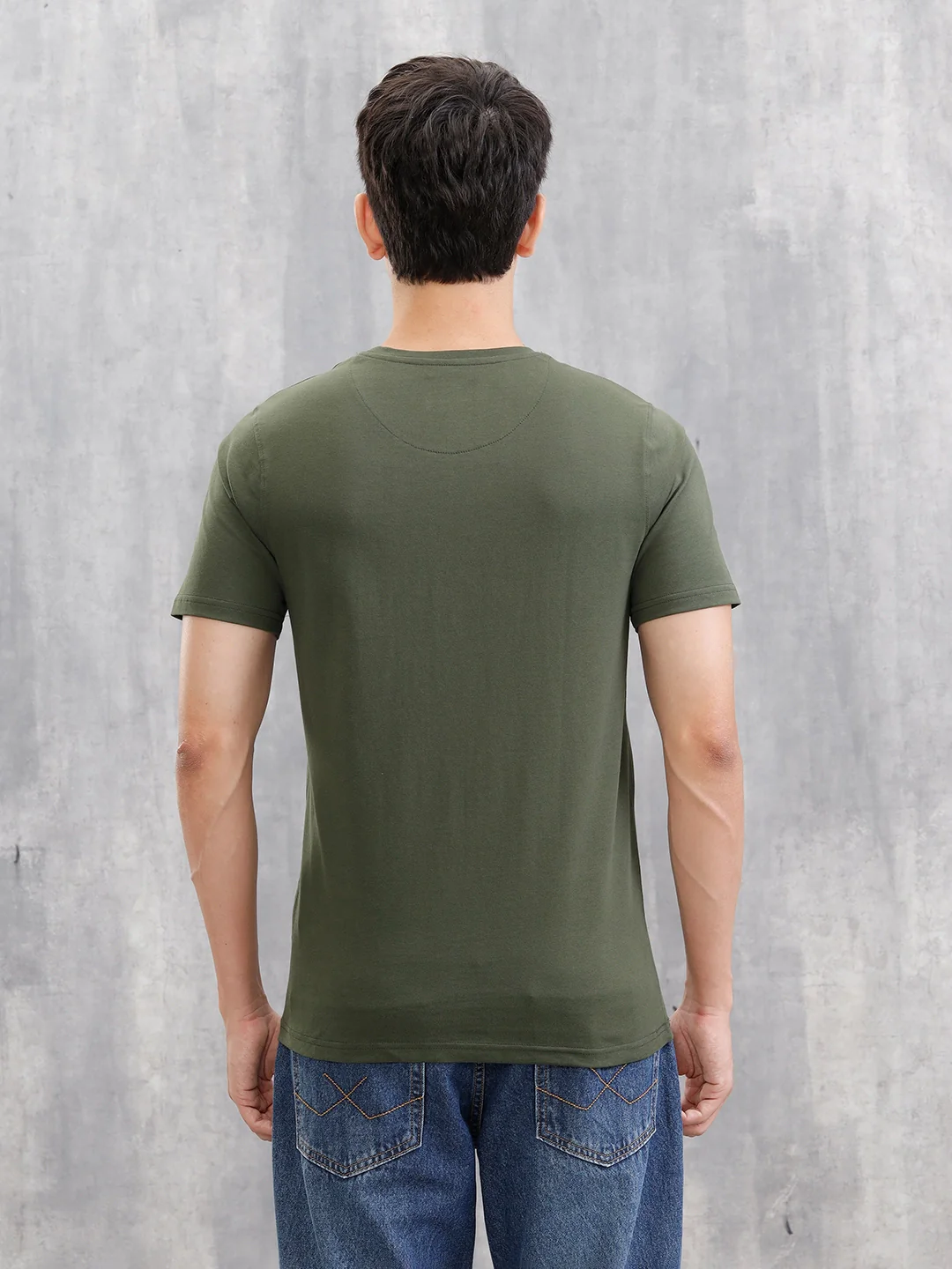 Solid Slim Fit T-Shirt | Olive - Image 3