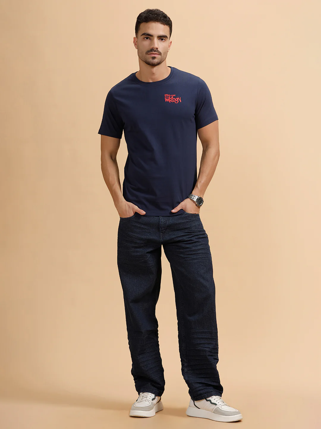 Solid Slim Fit T-Shirt  | Navy Blue - Image 2