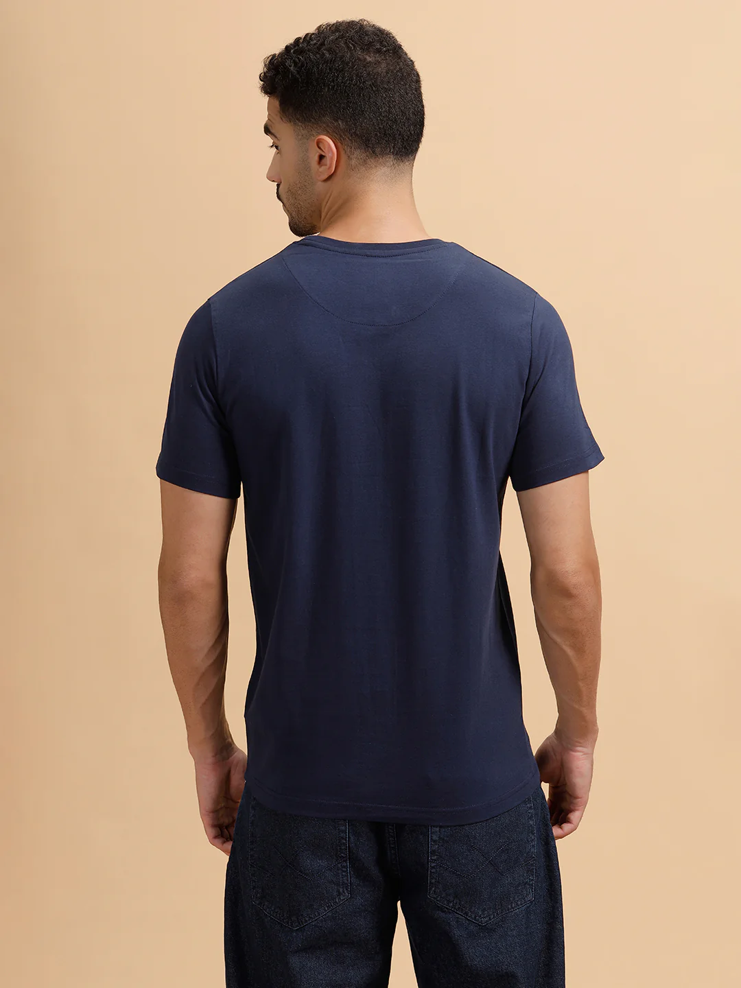 Solid Slim Fit T-Shirt  | Navy Blue - Image 3