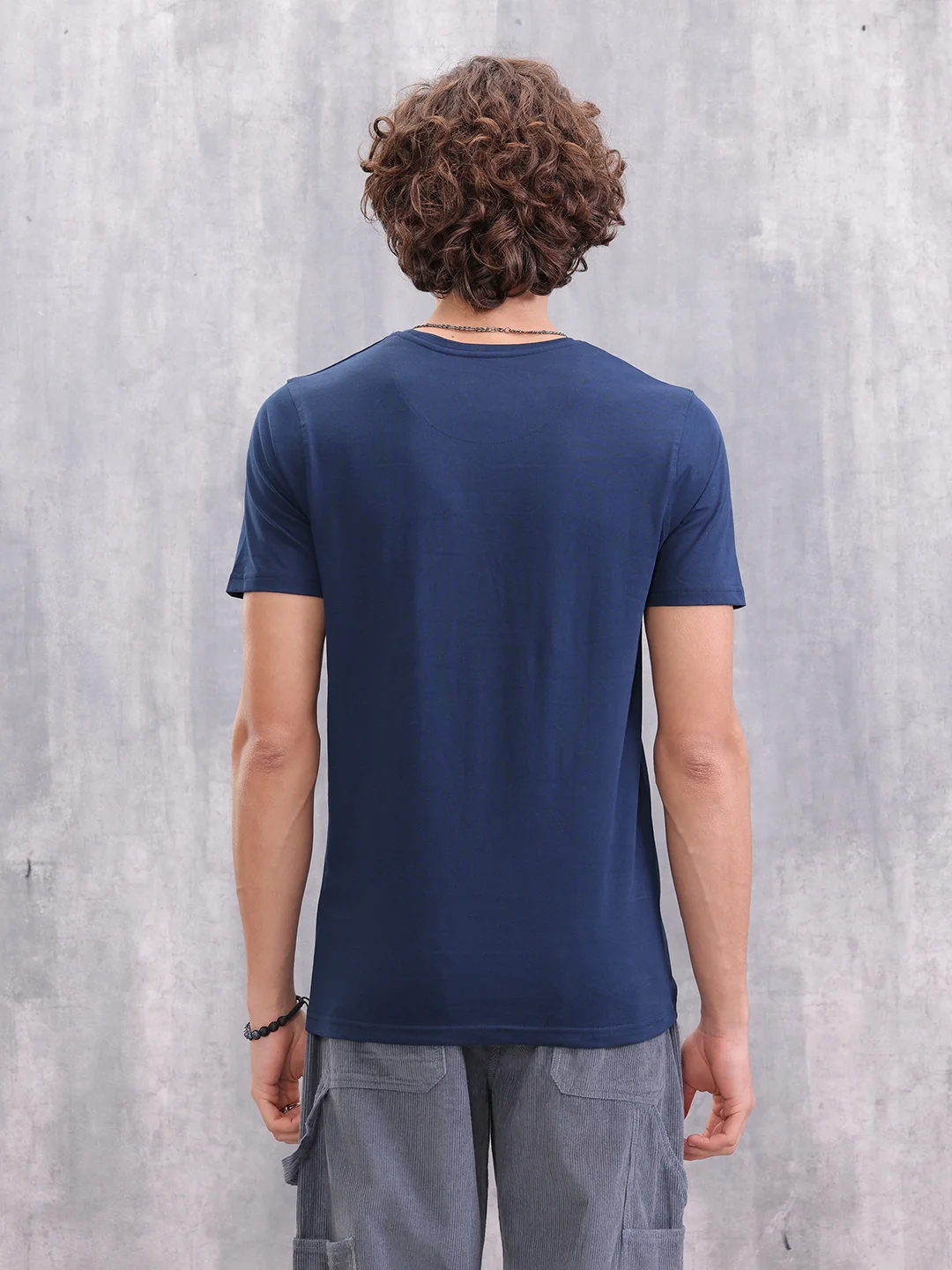 Solid Slim Fit T-Shirt  | Navy Blue - Image 3