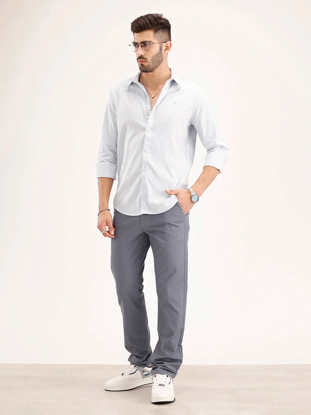 Solid Slim Fit Trouser   |  Grey - Image 2