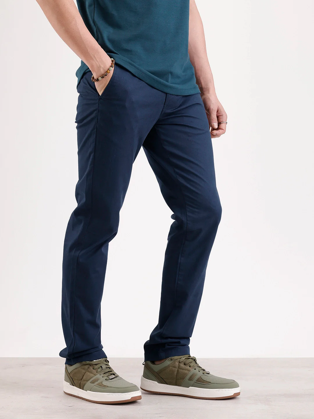Solid Slim Fit Trouser  | Navy Blue - Image 4