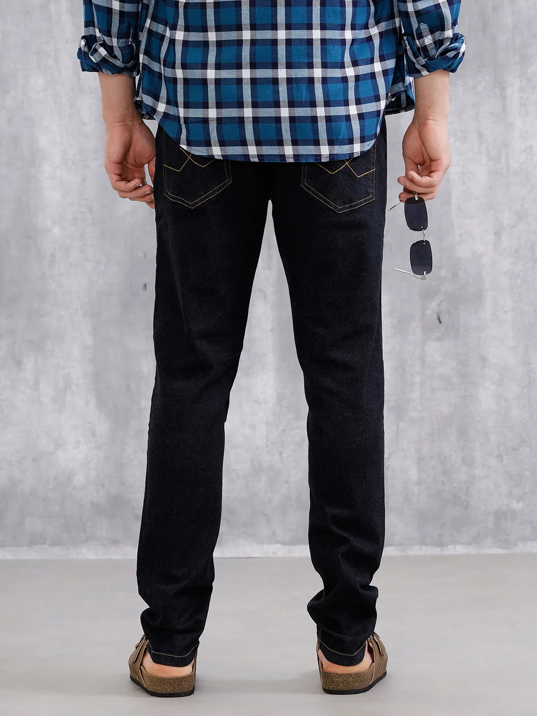 Solid Slim Tapered Jeans | Dark Blue - Image 3
