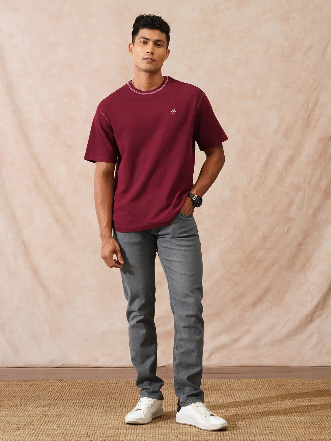 Solid Slim Tapered Jeans | Grey - Image 2