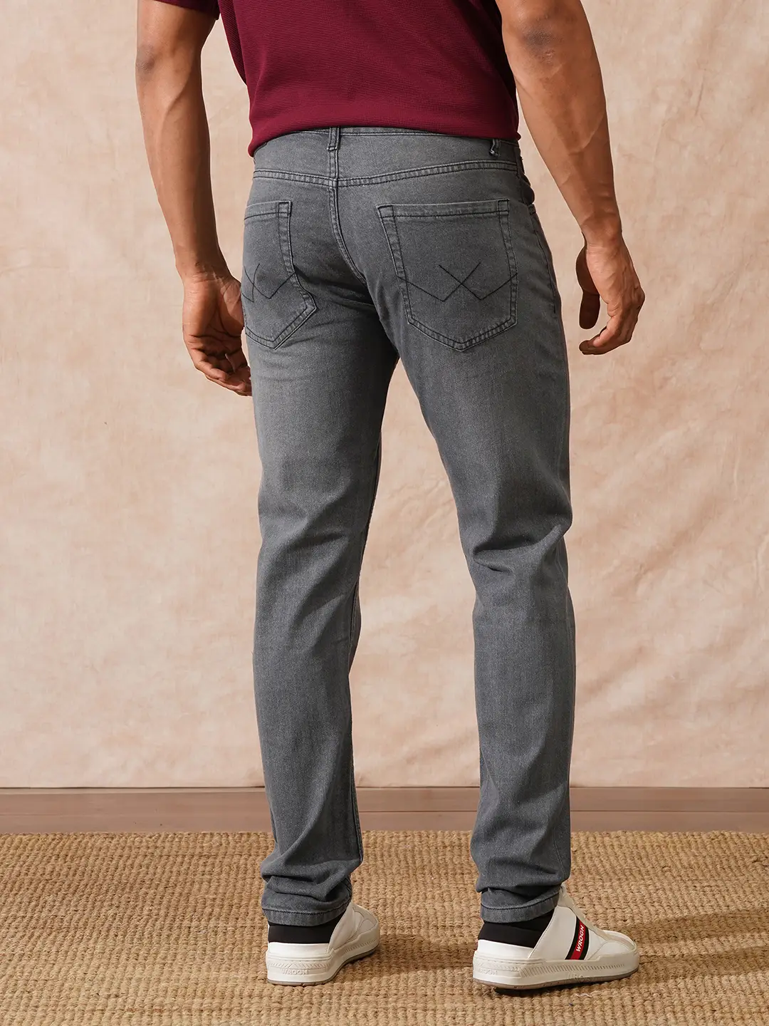 Solid Slim Tapered Jeans | Grey - Image 3