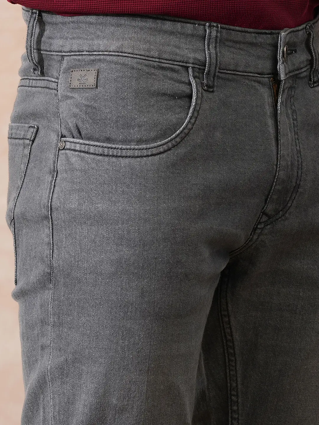 Solid Slim Tapered Jeans | Grey - Image 5