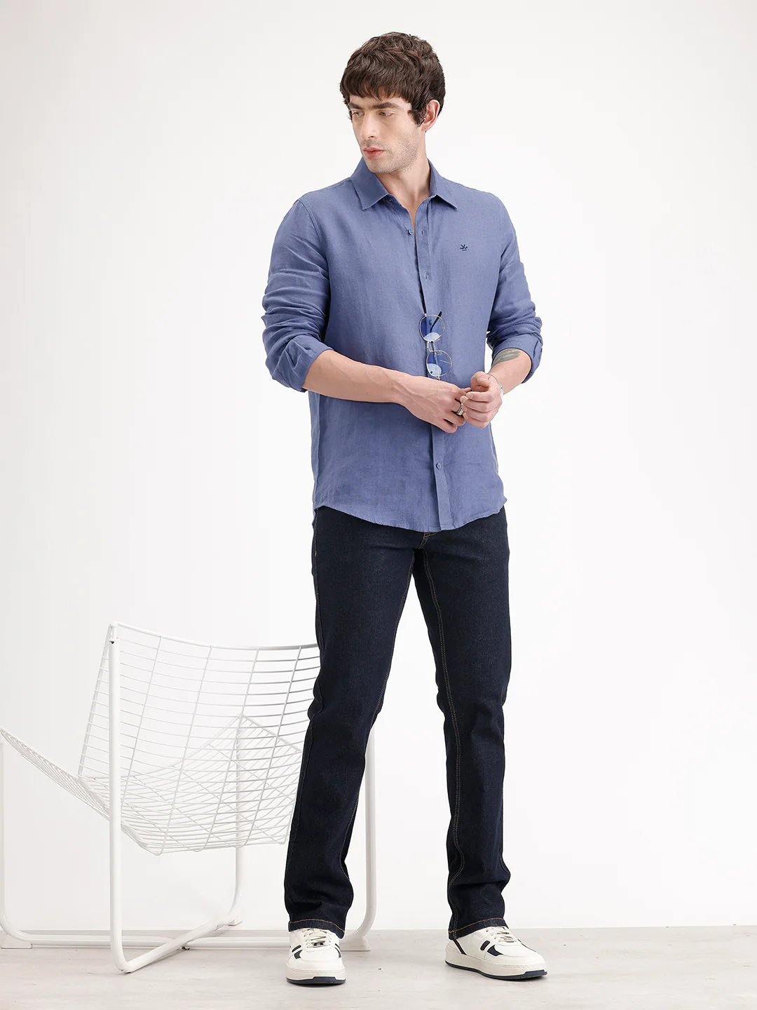 Solid Straight Fit Denim Jeans | Dark Blue - Image 2