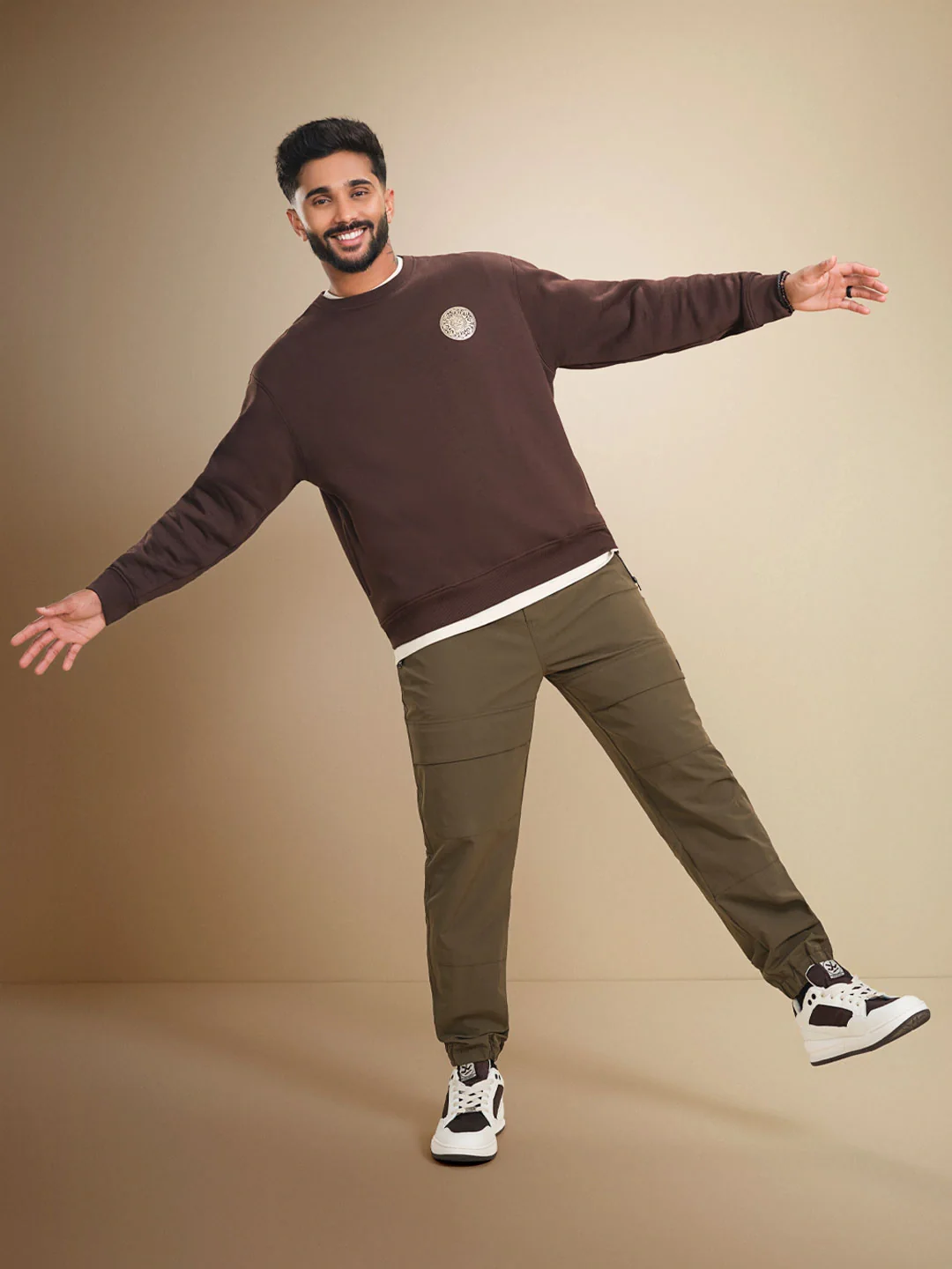 Solid Straight Fit Jogger | Brown - Image 2