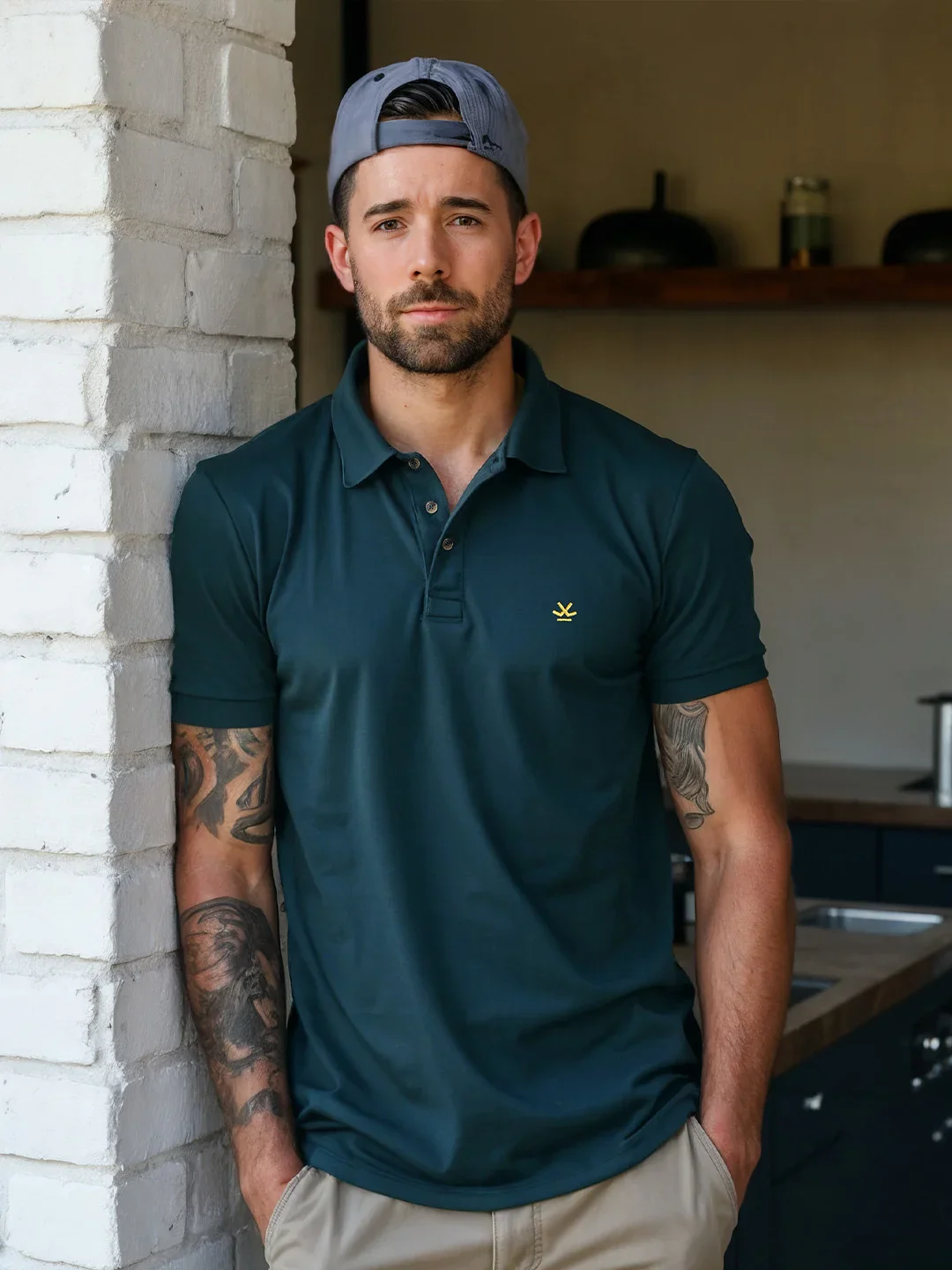 Solid Stretch Polo T-Shirt | Blue - Image 2