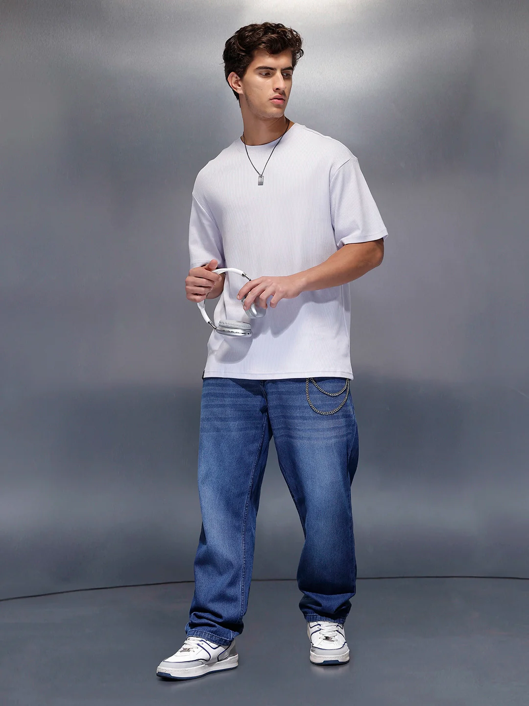 Solid Textured Regular T-Shirt   |  Lavender - Image 2