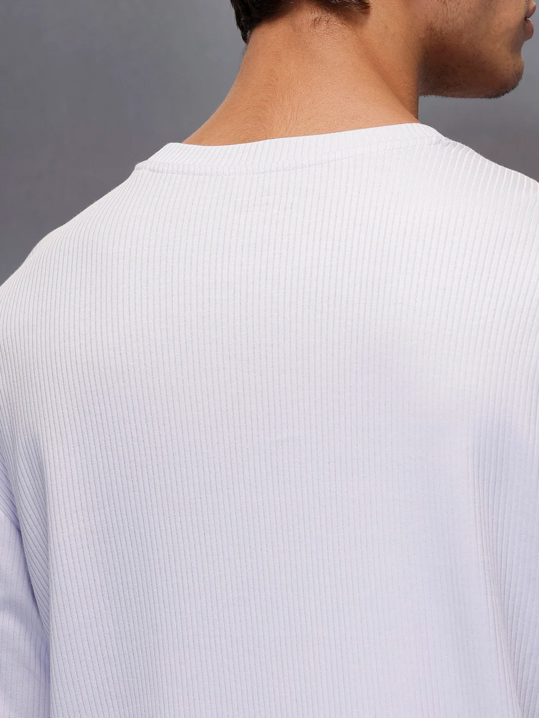 Solid Textured Regular T-Shirt   |  Lavender - Image 5