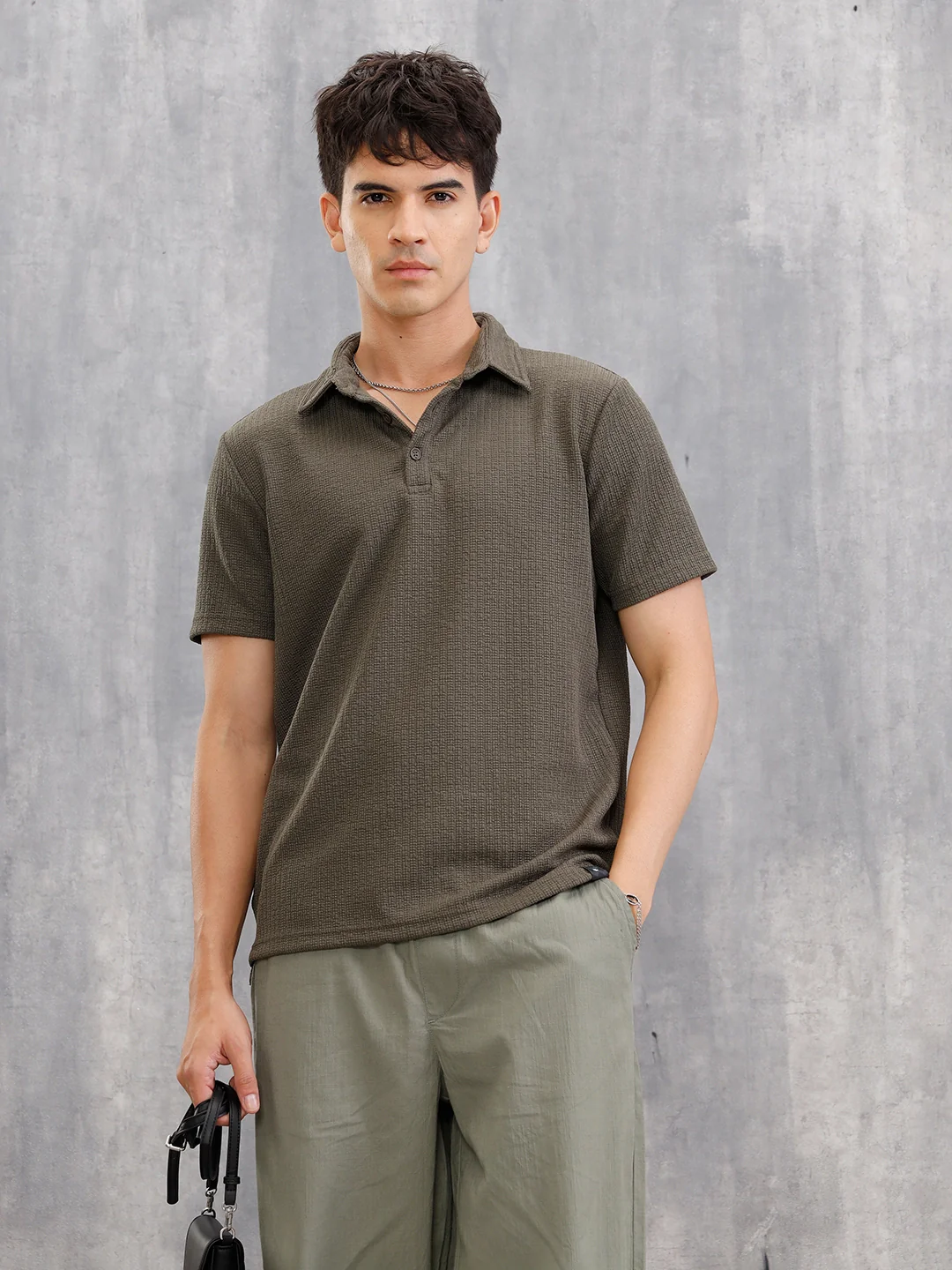 Solid Textured Polo | Olive - Image 4
