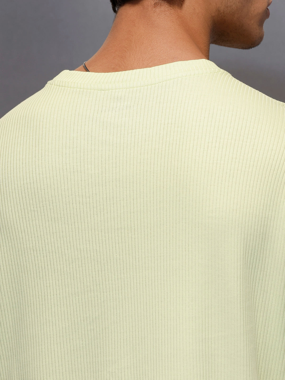Solid Textured Regular Fit T-Shirt   |  Light Green - Image 5