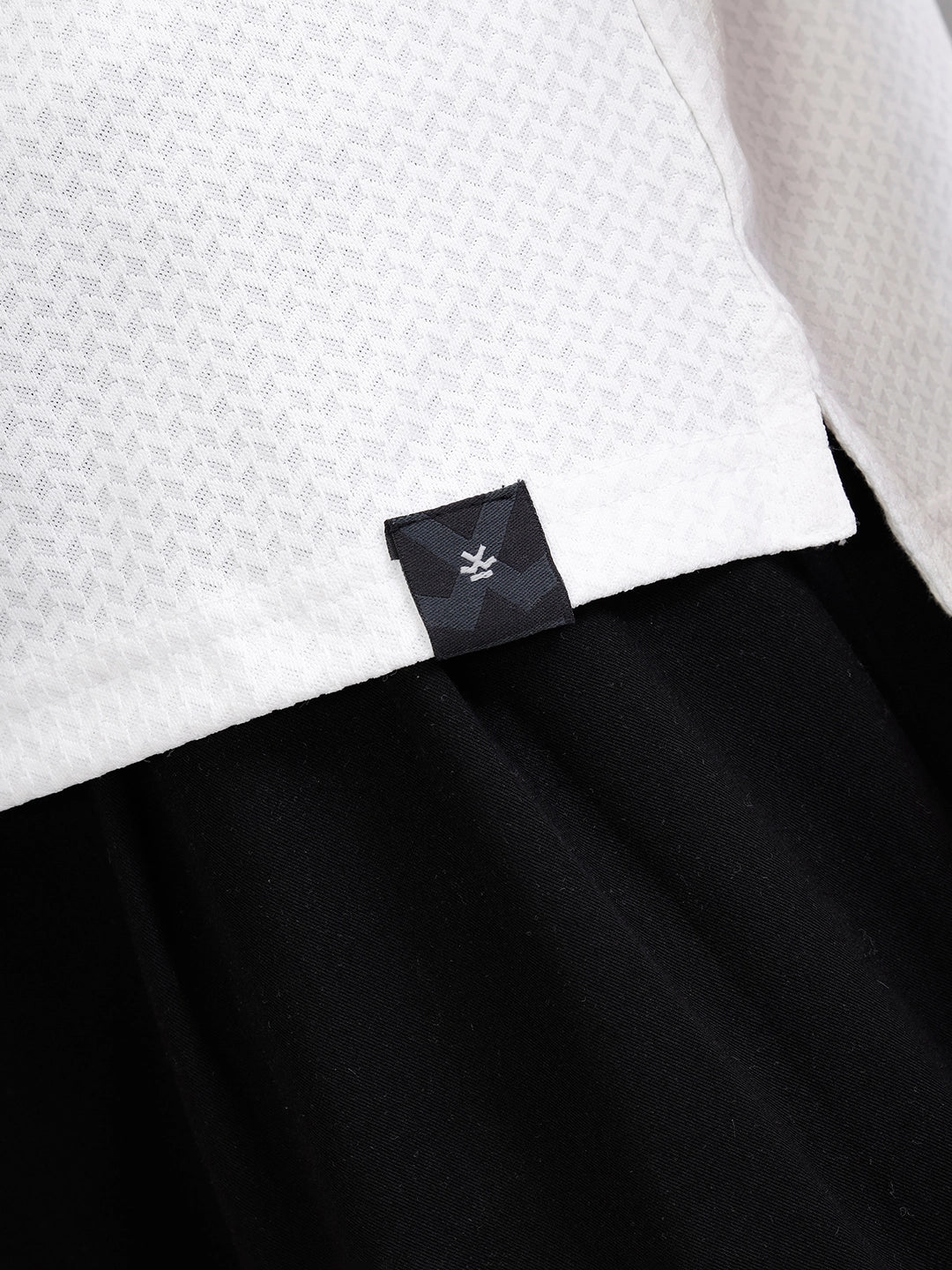 Solid Textured Slim Fit Polo T-Shirt | White - Image 4