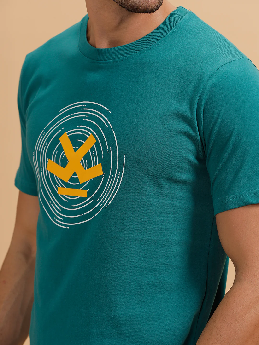 Spiral Motion Placement Printed T-Shirt | Teal - Image 5