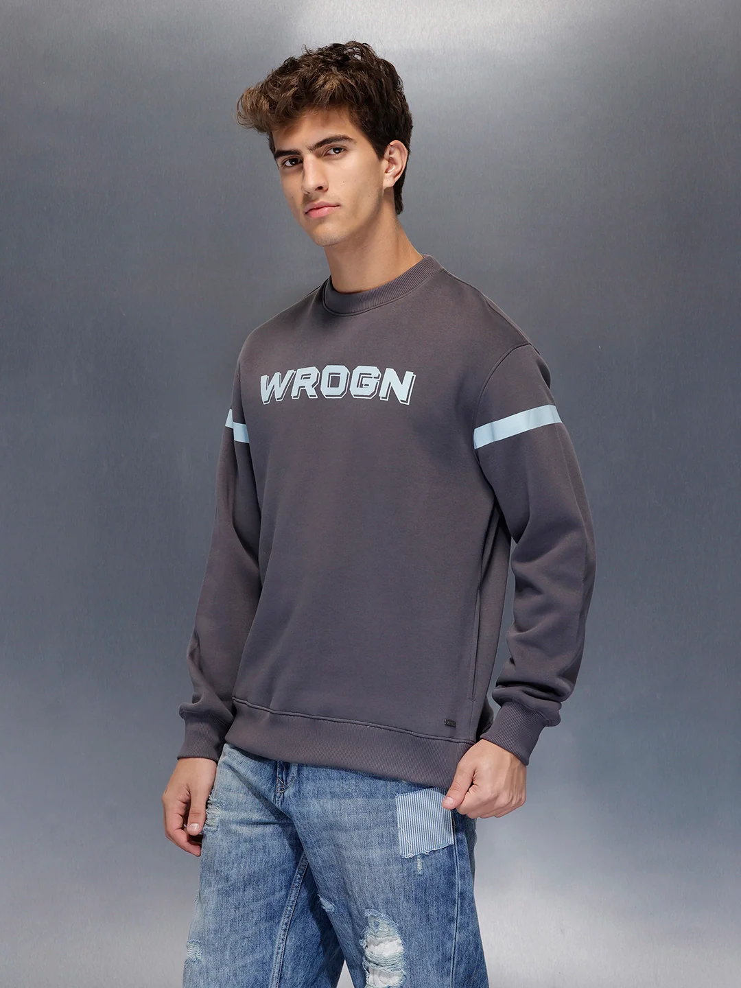 Sporty Classic Stripe Sweatshirt | Grey - Image 3