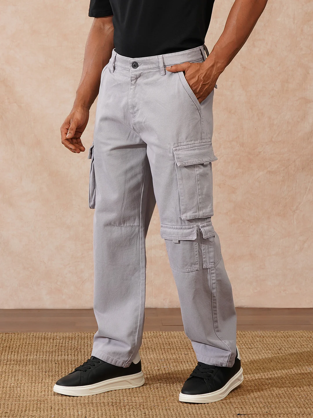 Stacked Loose Fit Cargo Trouser | Grey - Image 4