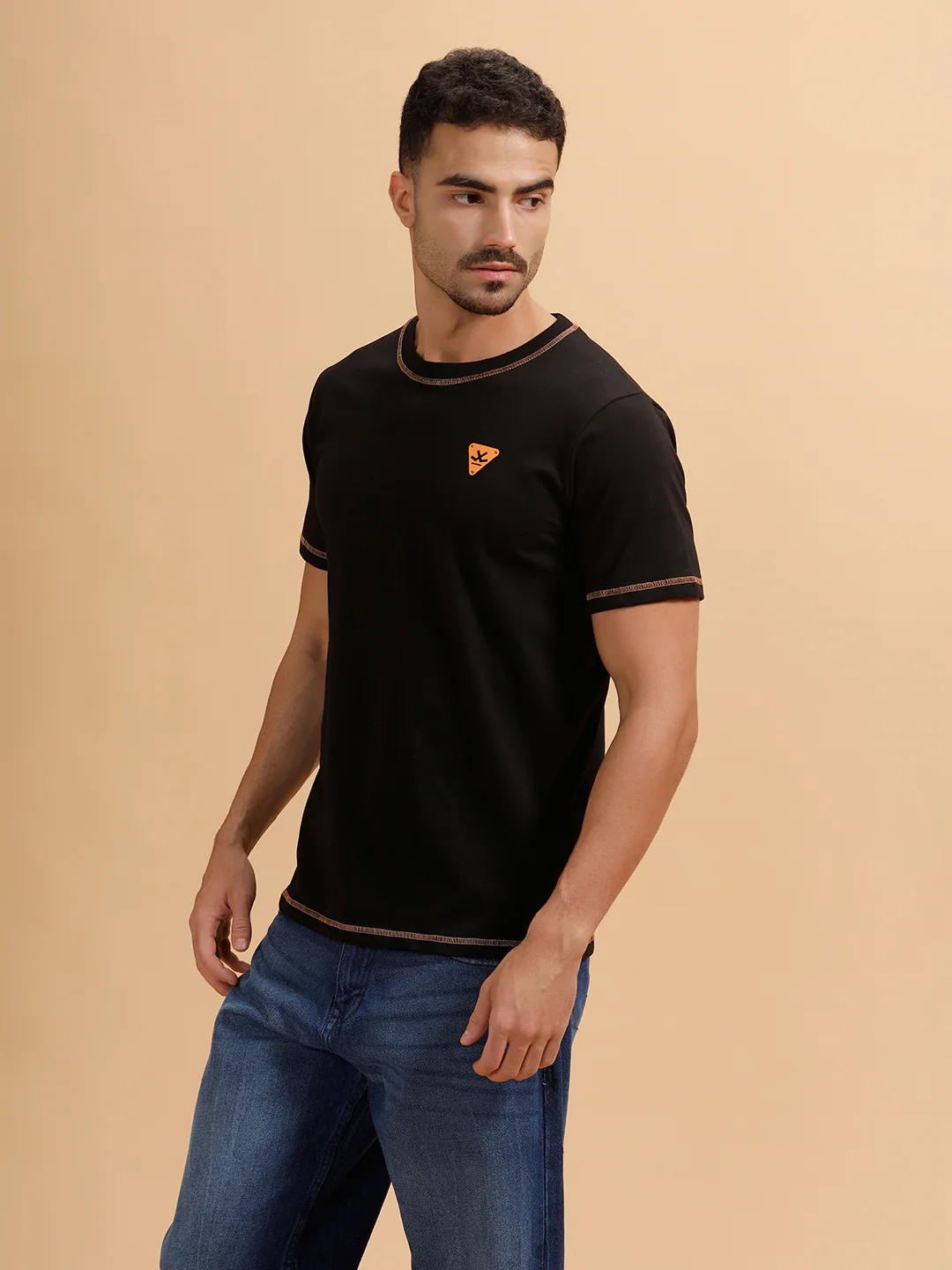 Stitch Detail Short Sleeve T-Shirt | Black - Image 4