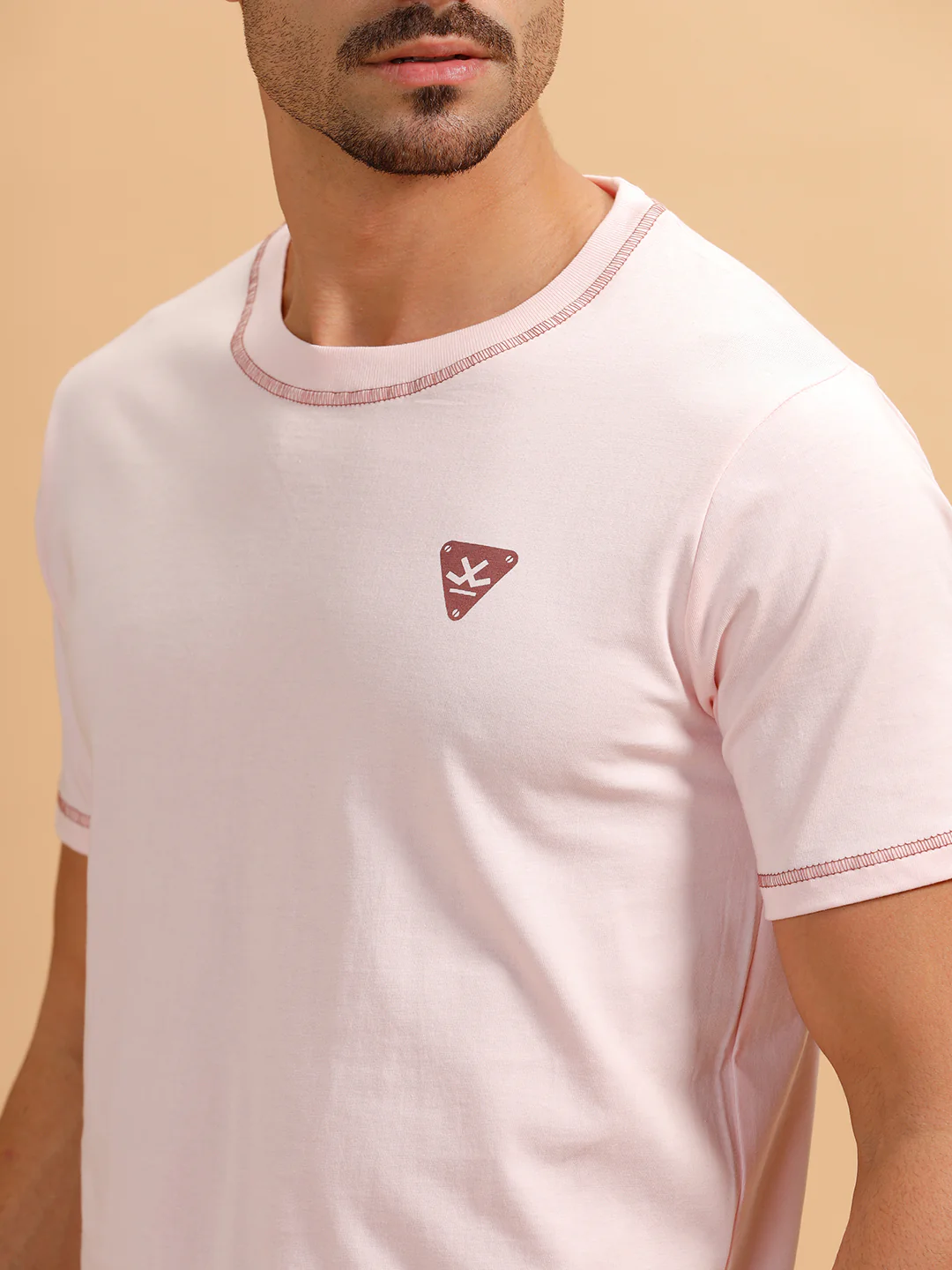 Stitch Detail Short Sleeve T-Shirt | Pink - Image 5