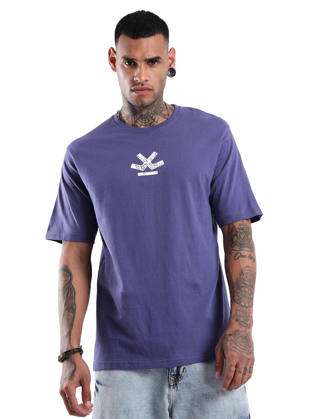 Stop Overthinking Purple Printed T-Shirt - Image 3