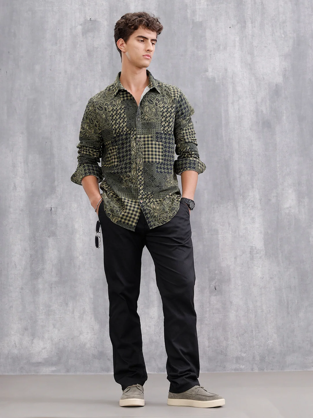 Straight Fit Aop Twill Stretch Woven Jogger | Black - Image 2