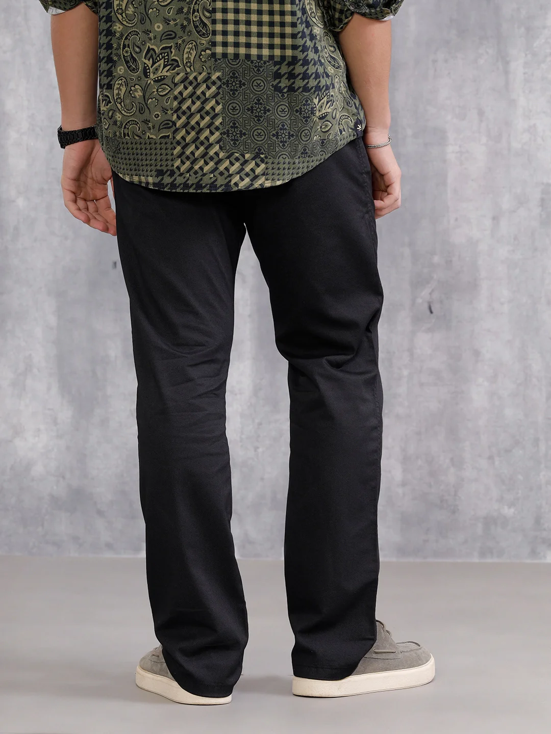 Straight Fit Aop Twill Stretch Woven Jogger | Black - Image 3