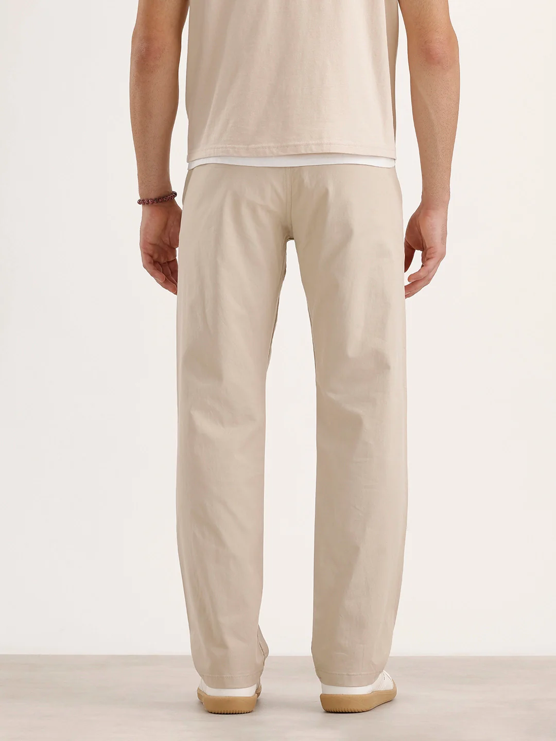 Straight Fit Solid Chinos | Beige - Image 3