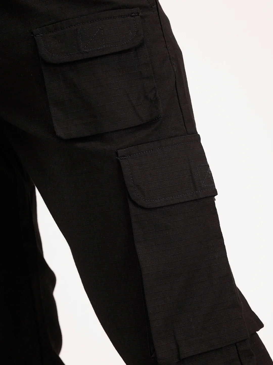 Straight Fit Textured Cargo Trouser | Black - Image 5