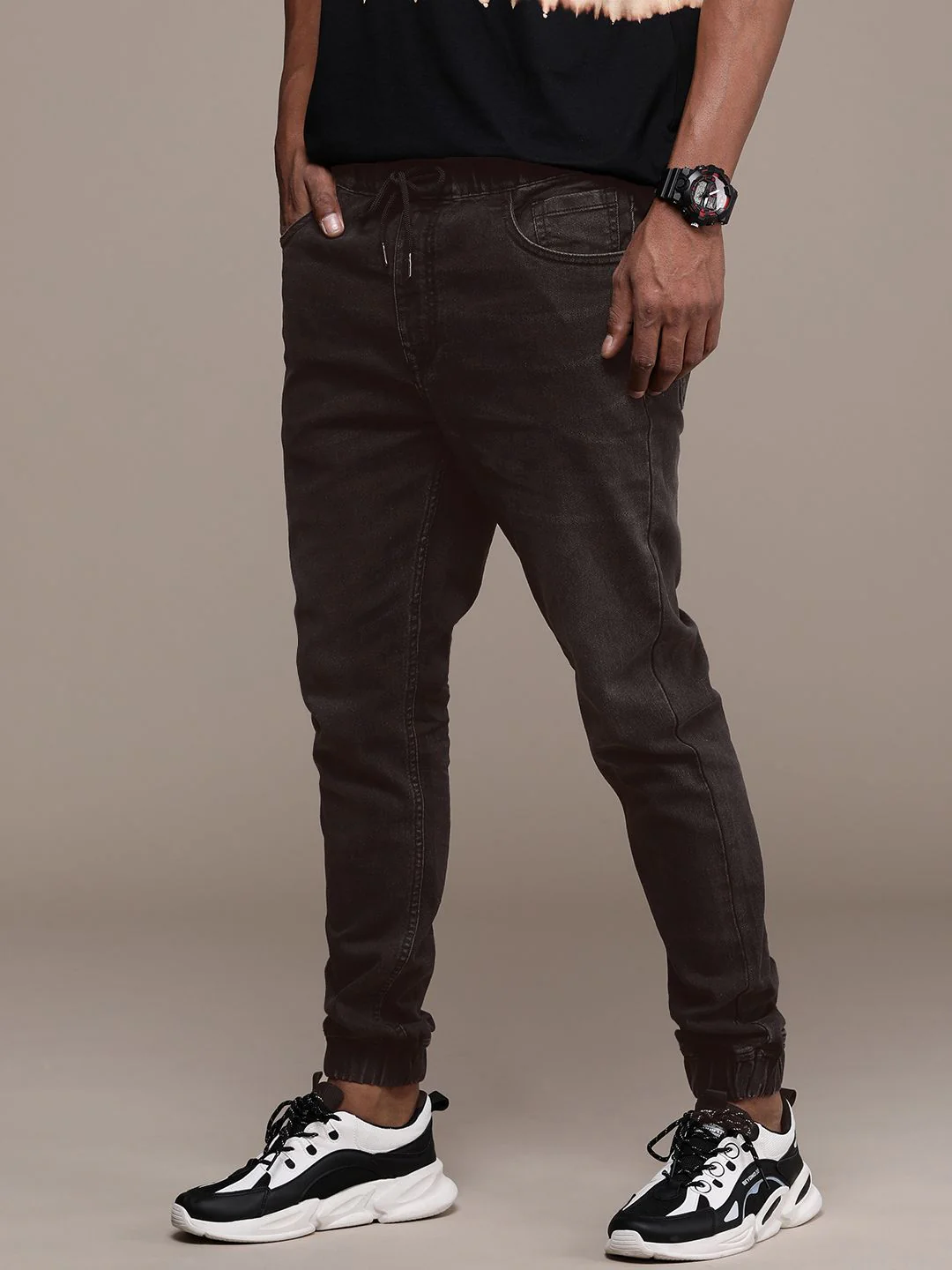Striking Black Denim Jogger - Image 2