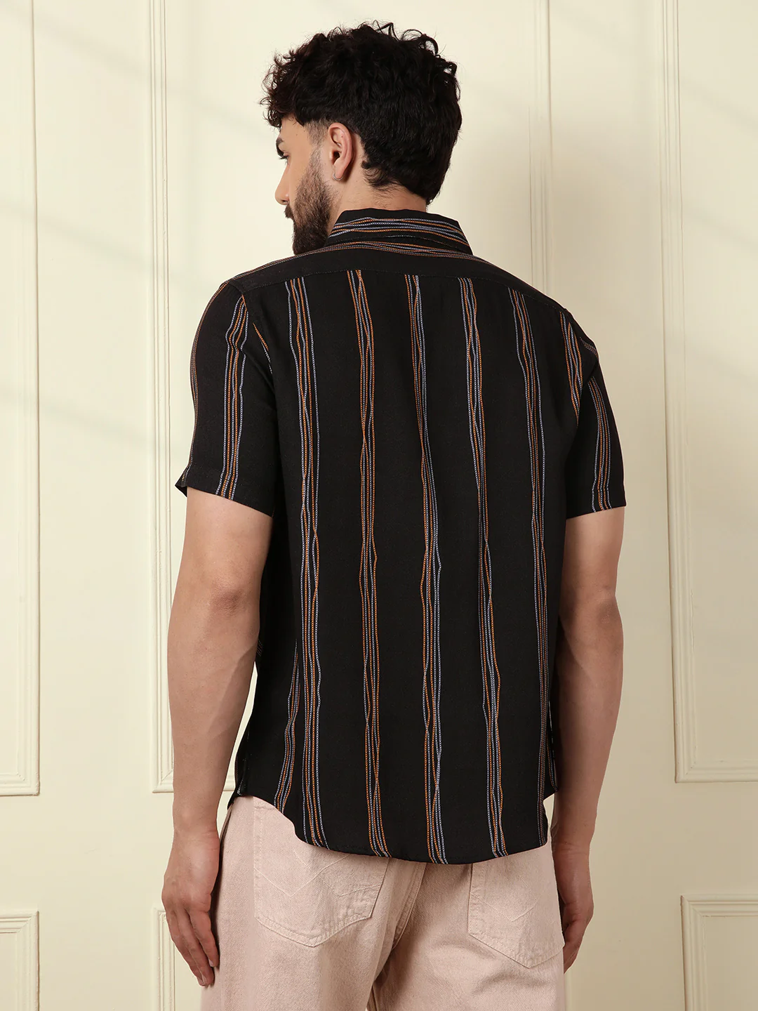 Striped Viscose Shirt | Black - Image 4