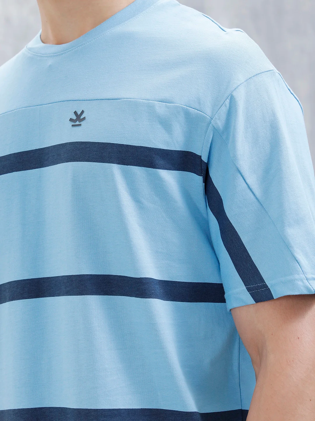 Striped Men's Casual Oversized Fit T-Shirt | Blue - Image 5