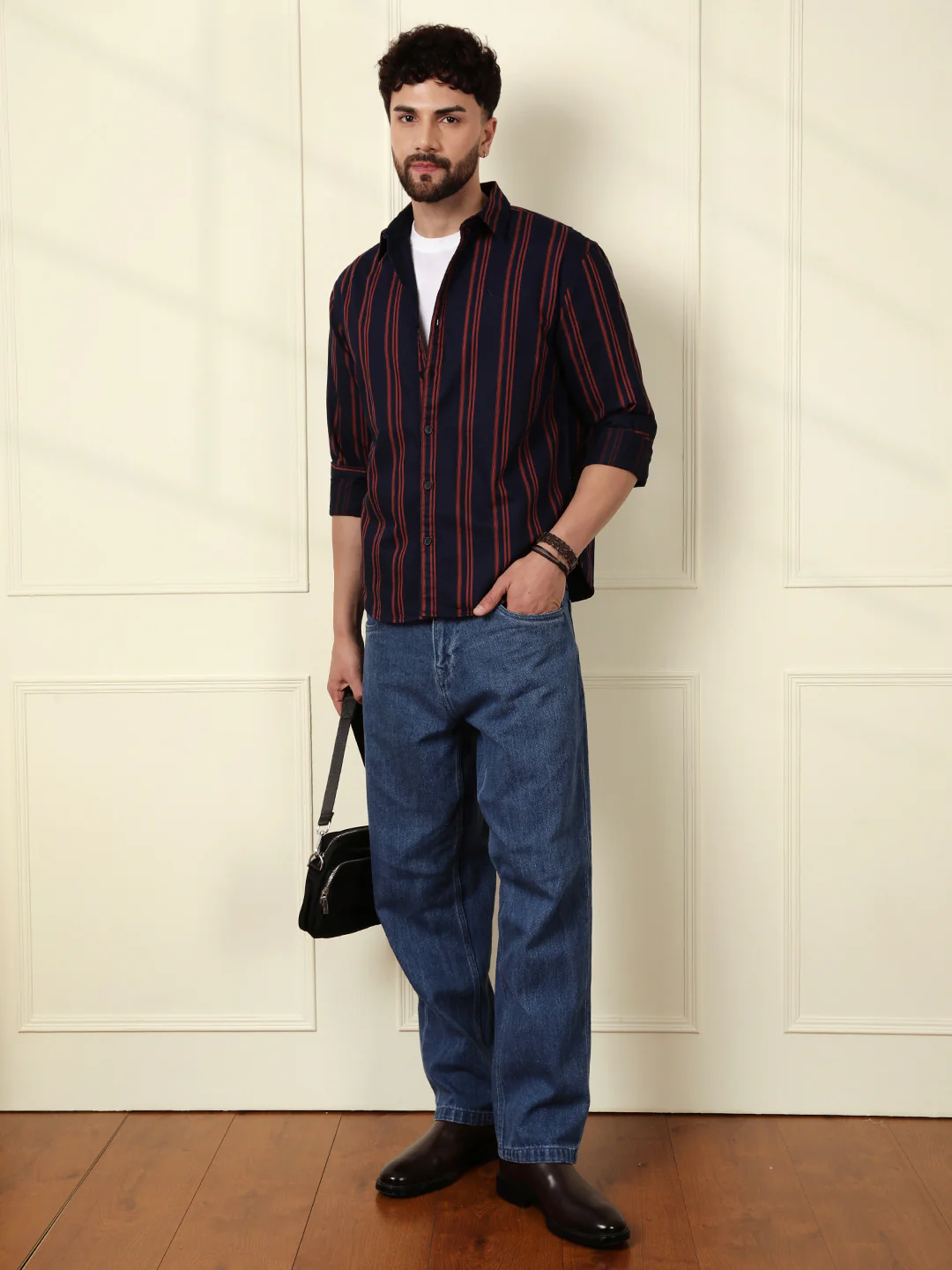 Sharp Striped Comfort Fit Shirt | Navy Blue - Image 2