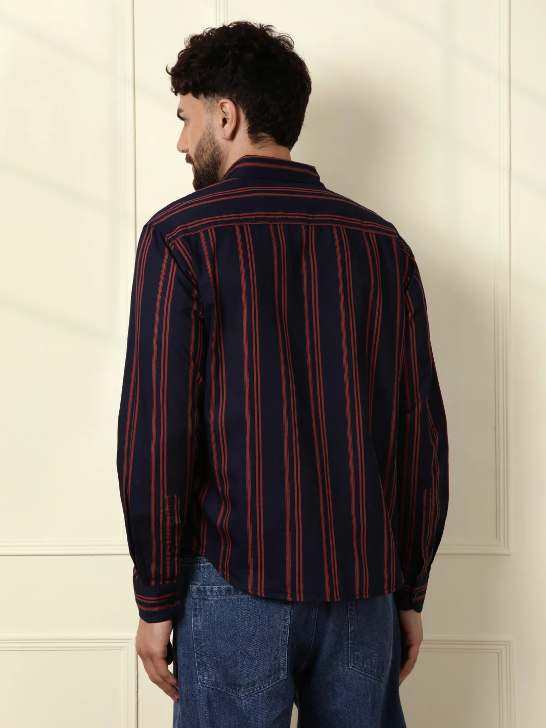 Sharp Striped Comfort Fit Shirt | Navy Blue - Image 3
