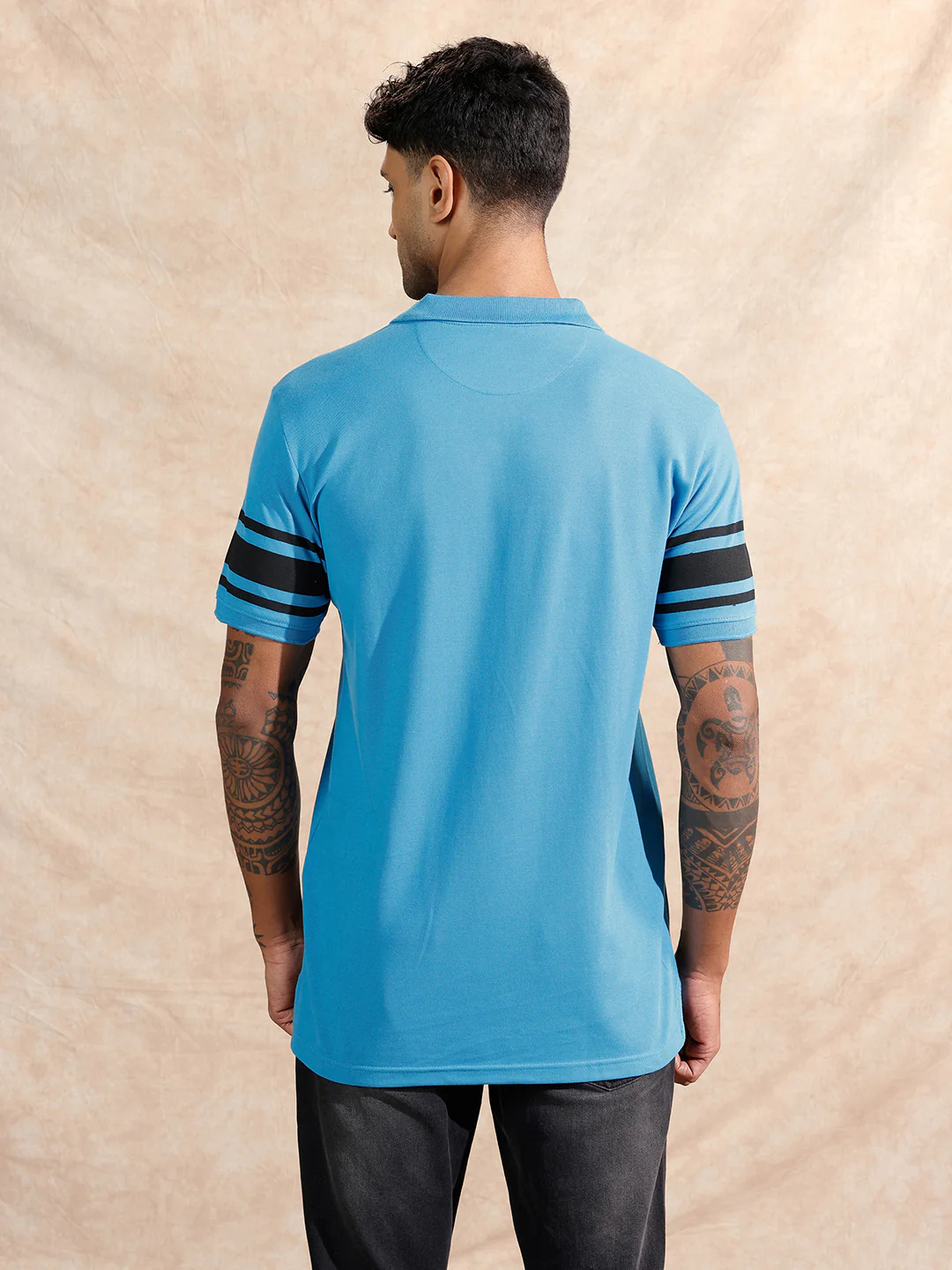 Striped Polo T-Shirt | Blue - Image 3