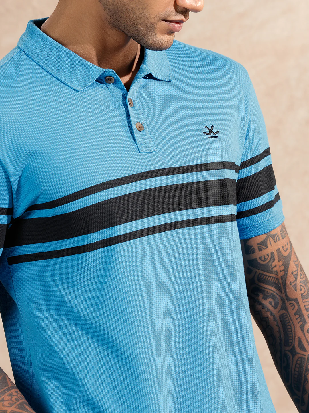 Striped Polo T-Shirt | Blue - Image 5