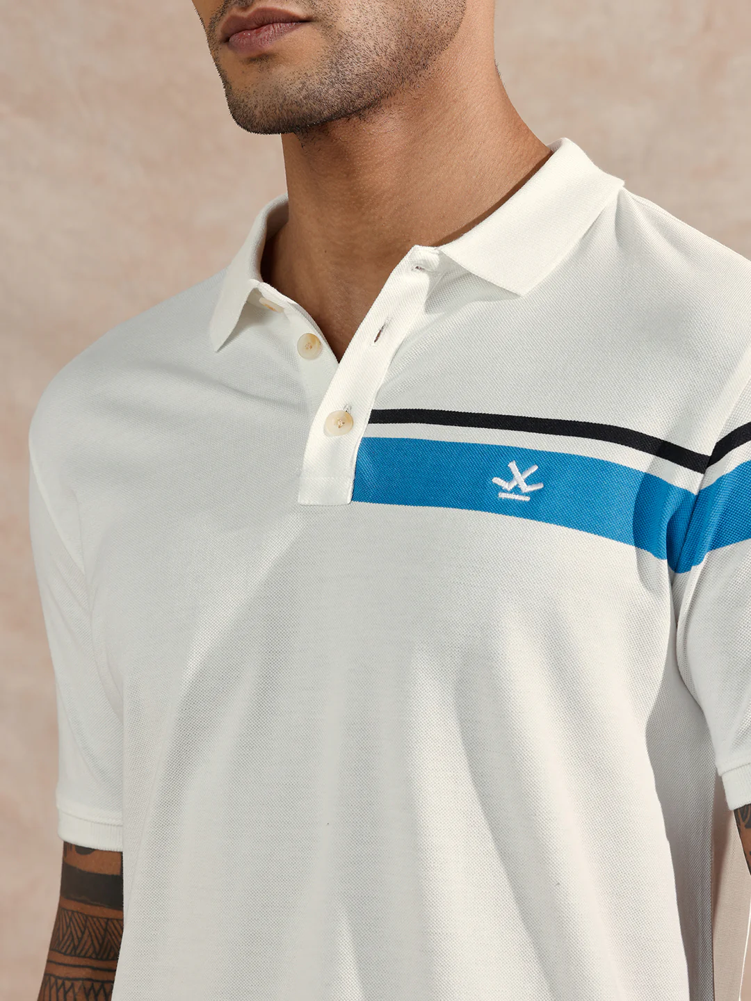 Striped Polo T-Shirt | White - Image 5