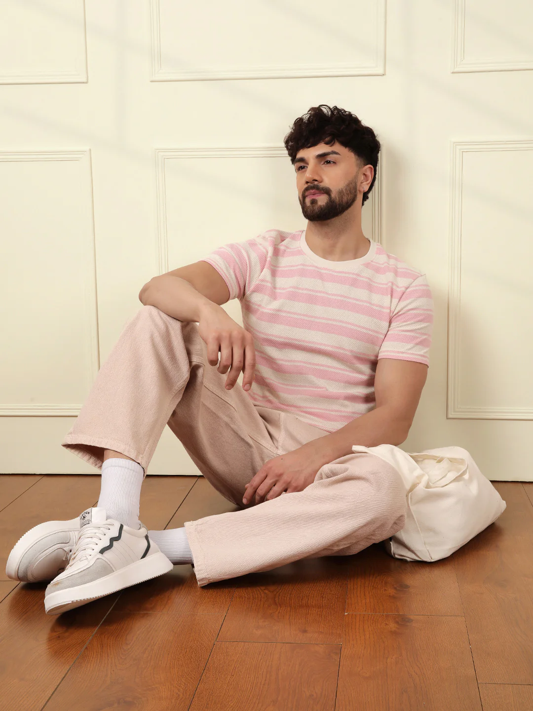 Casual Slim Fit Striped T-Shirt | Pink - Image 2