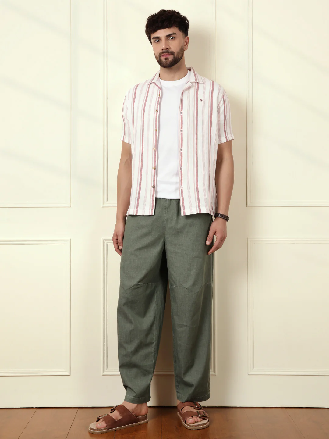 Casual Textured Short Sleeve Shirt | Pink - Image 3