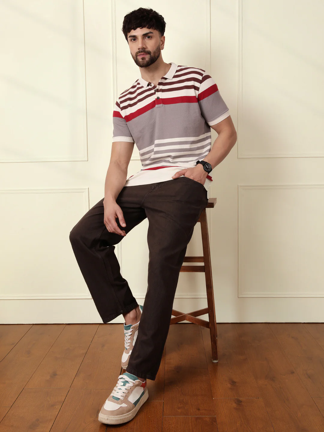 Yard Dyed Stripes Polo T-Shirt | Rust - Image 2