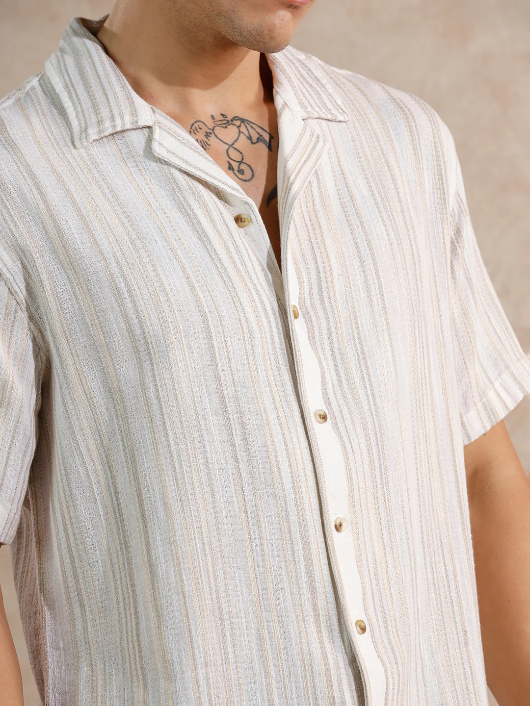Space Dyed Yarn Shirt | Off White - Image 5