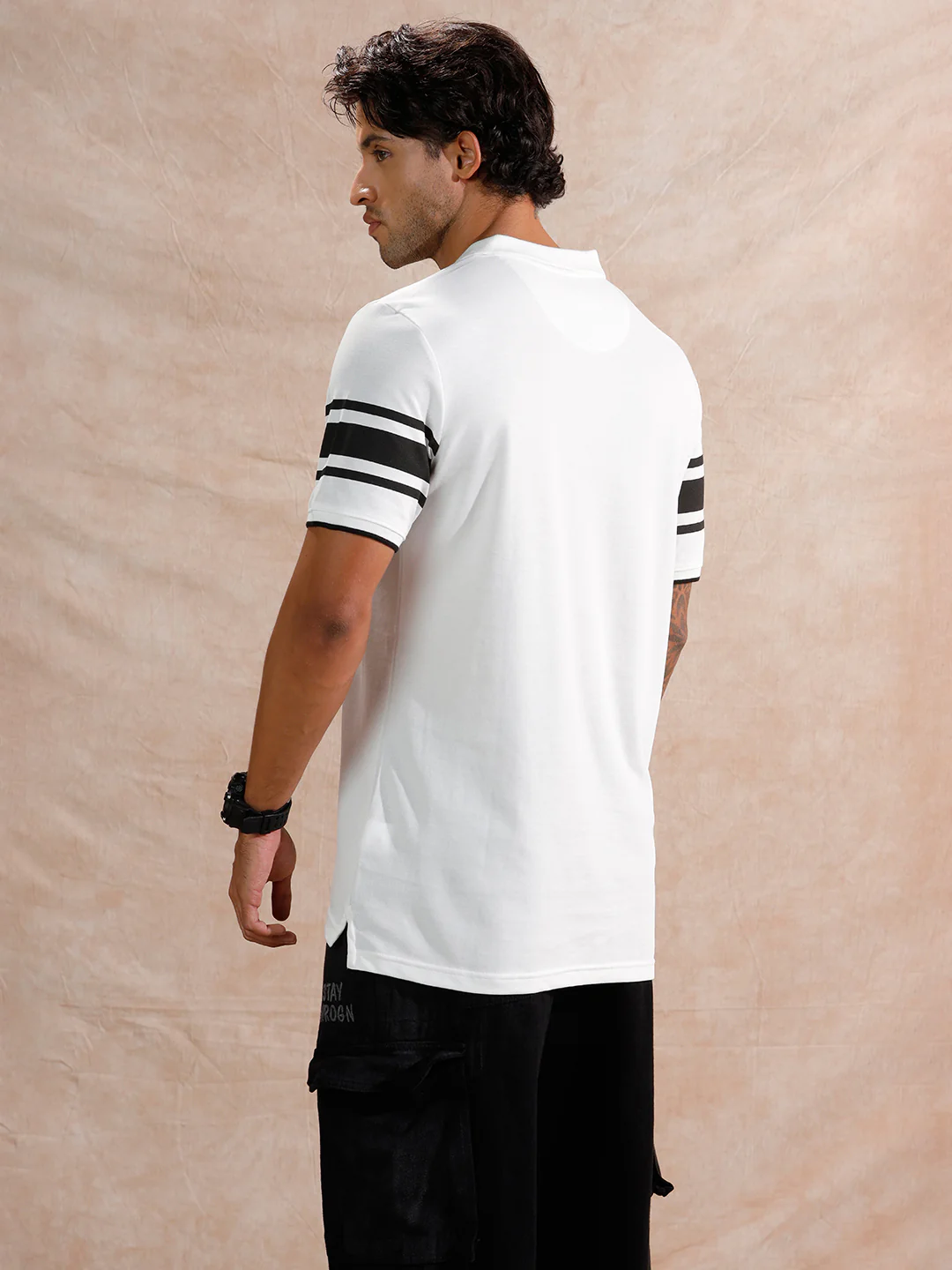 Striped Slim Fit Polo T-Shirt | White - Image 3
