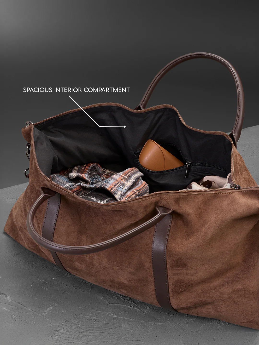 Suede Weekender Duffle | Brown (55L) - Image 4