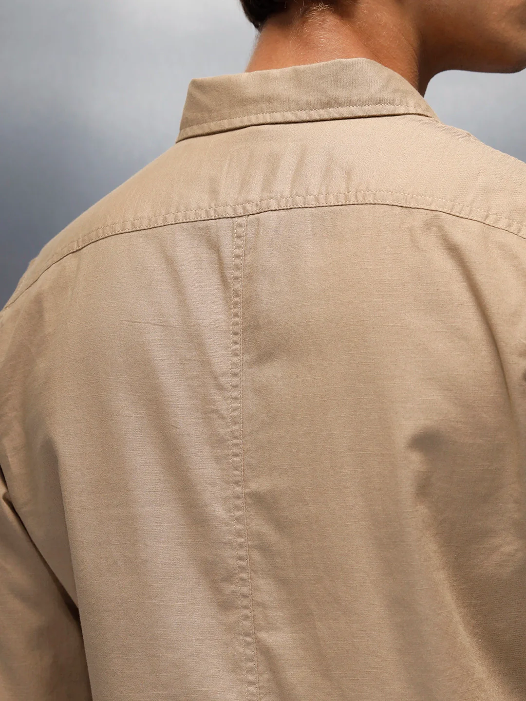 Tailored Slim Fit Casual Shirt for Men | Beige - Image 5