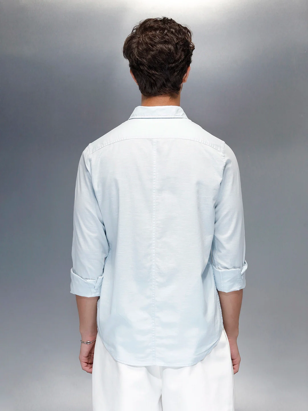Tailored Slim Fit Casual Shirt for Men | Light Blue - Image 3